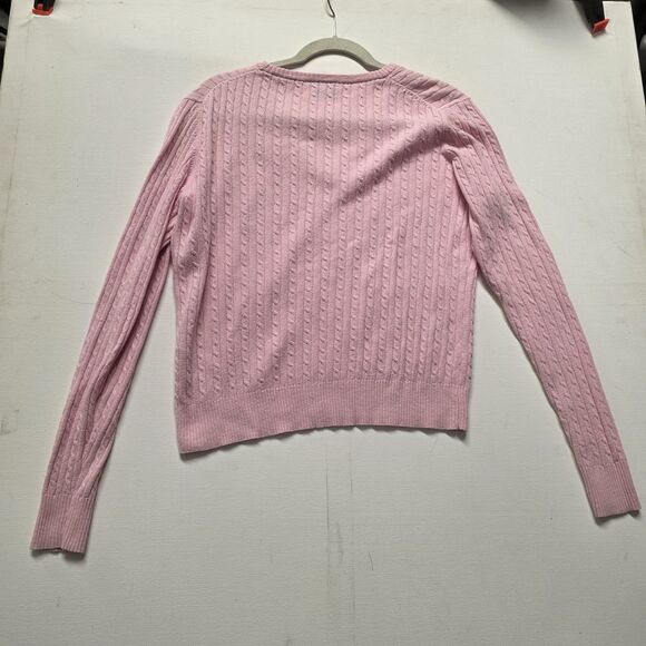 Le Tigre Pink V-neck Pullover Sweater Women's Size Large Logo Cotton Wool - Picture 2 of 9